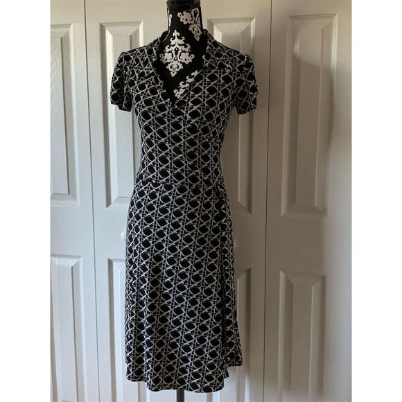 Snap Women's M Geometric Print Faux-Wrap Long Dress Multicolor - Picture 5 of 15